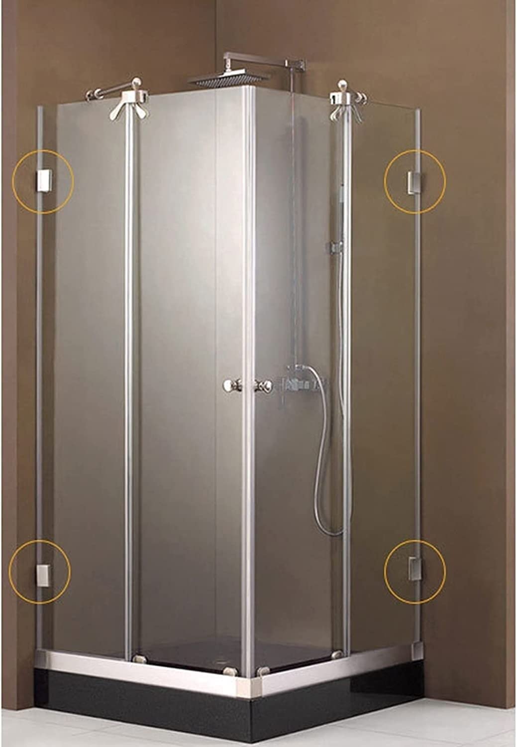 bisagras para mamparas de ducha, Abrazadera de bisagra de puerta de vidrio, 2 piezas, bisagra de puerta de vidrio sin marco de acero inoxidable plateado brillante, abrazadera de baño, luz de espejo, c