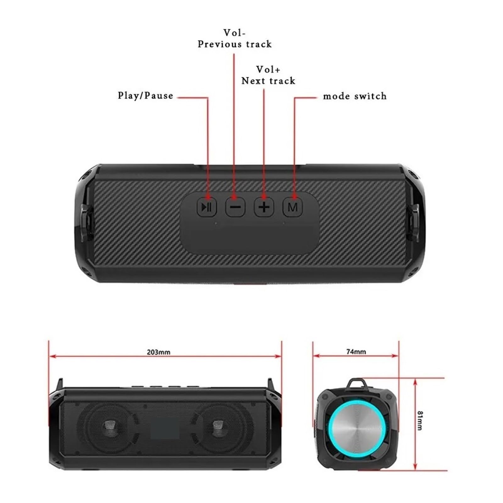 Głośnik Lights Przenośny Bezprzewodowy Odtwarzacz Muzyki Bluetooth DośWiadczenie Jak W Kinie(Blue)