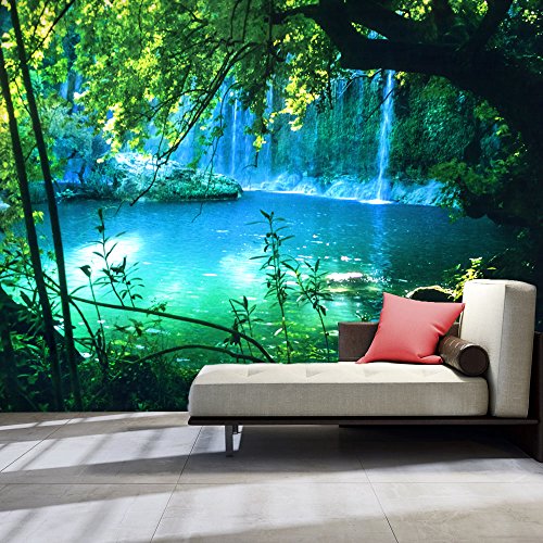 Artgeist Wall Mural Waterfall 154X110 In - Peel And Stick Self-Adhesive Wallpaper Removable Large Sticker Foil Wall Decor Print Picture Image Design Landscape Nature Forest C-B-0132-A-A #TOP1