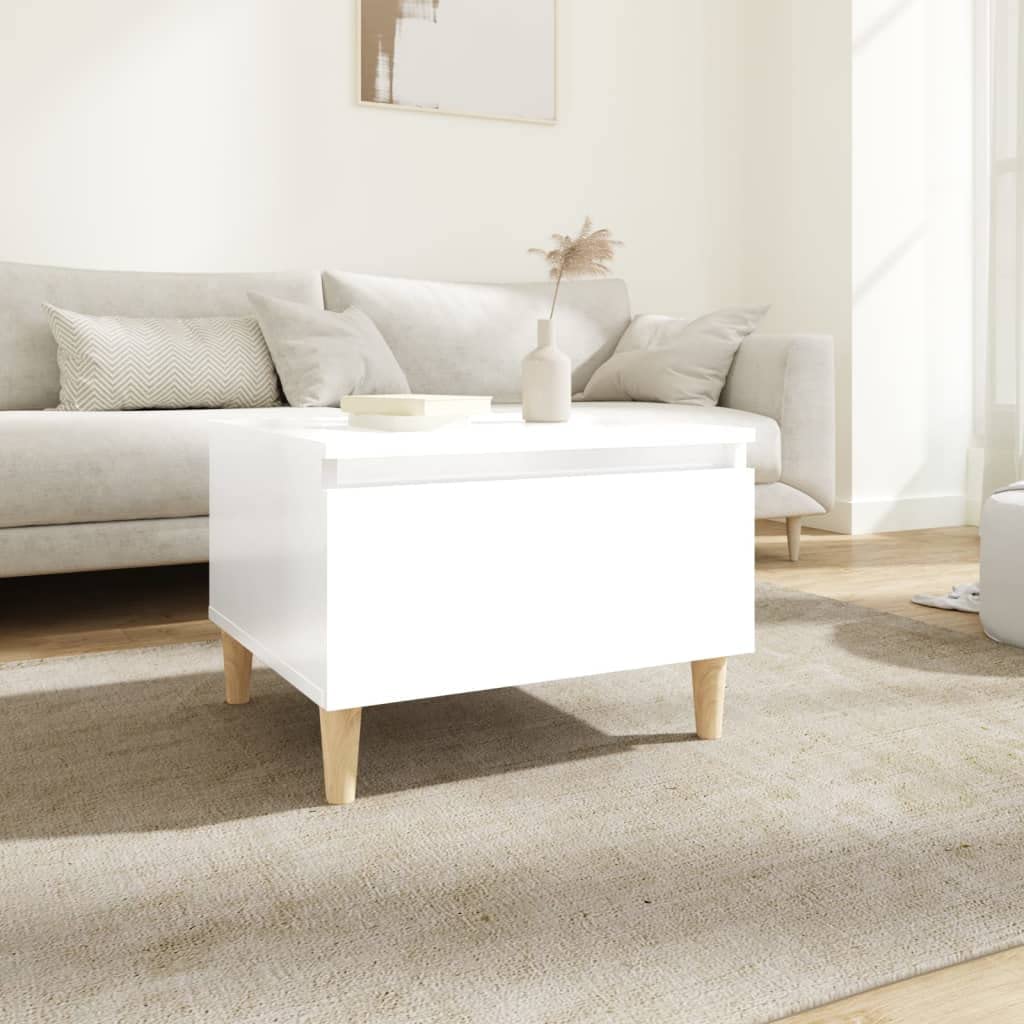 SXZenSpace Side Table High Gloss White 50x46x35 cm Engineered Wood End with Drawer for Living Room Sofa Bed Hallway Bedroom