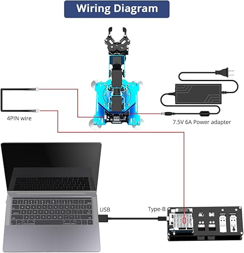 Miniatura 6 de Brazo robótico 6DOF Kit de brazo robot con desarrollo secundario compatible con Arduino, kit de programación DIY Robot STEAM con sensor y código