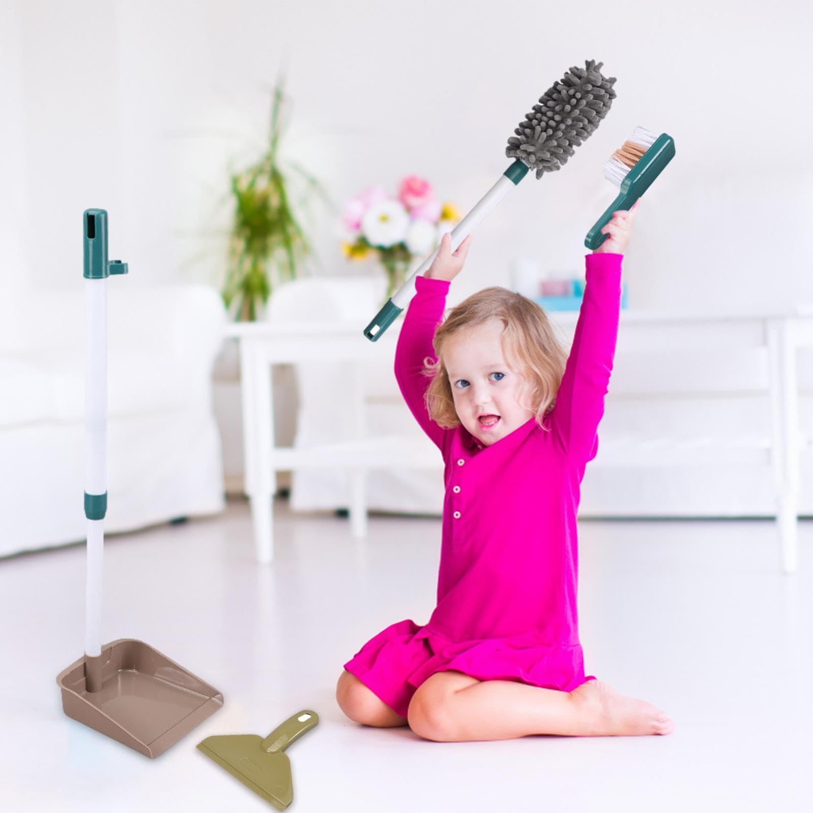 di Pulizia per Giochi Di Simulazione, Safe Children Pretend Play Kit | Giocattoli Di Pulizia, Kit Di Di Pulizia Multifunzionale Per Bambini, Set Di Scopa E Mop, Giocattoli Educativi