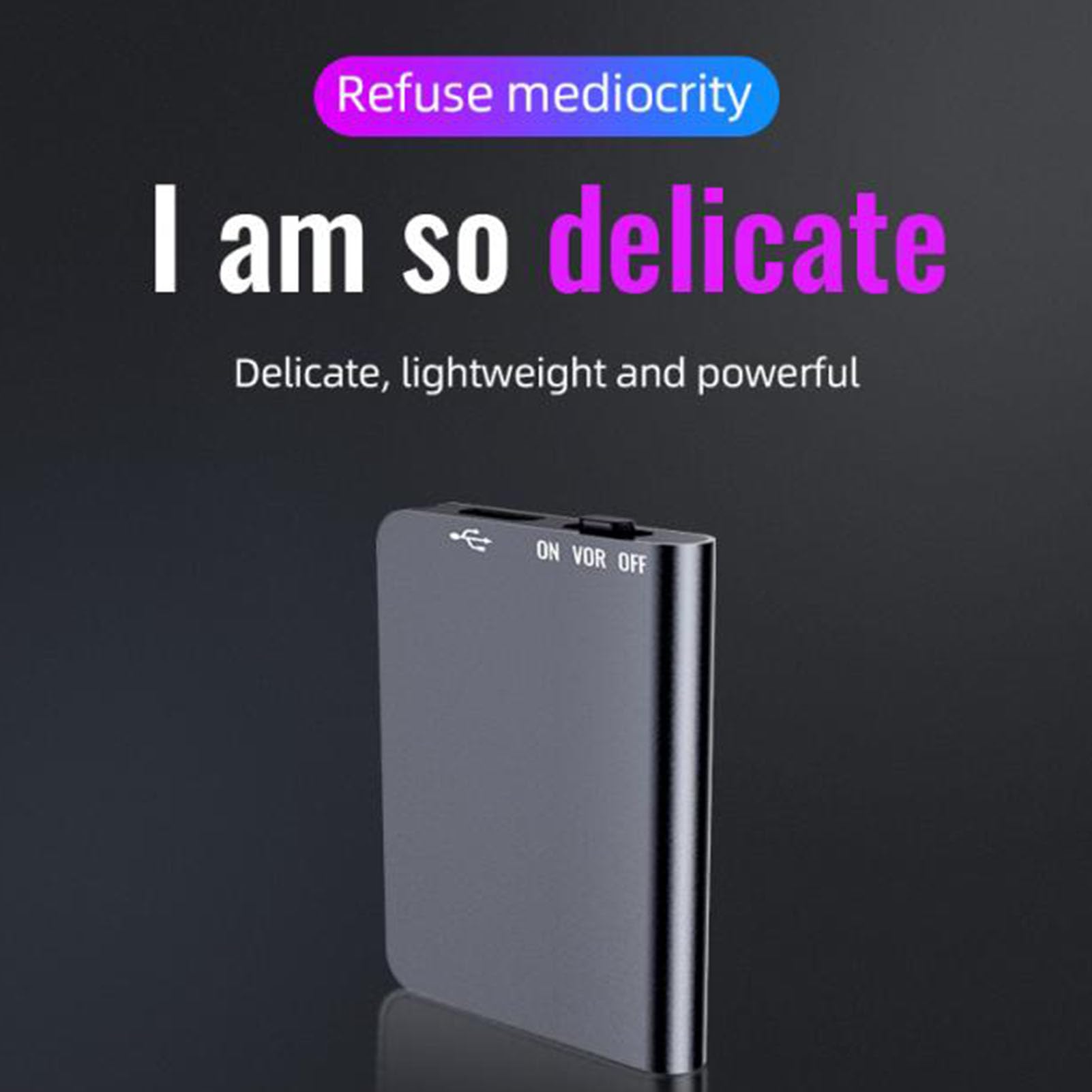Grabadora Activada por Voz, Dispositivo de Grabación de Voz de Aleación de Aluminio Reducción de Ruido HD Adsorción Magnética para Entrevista (8GB)
