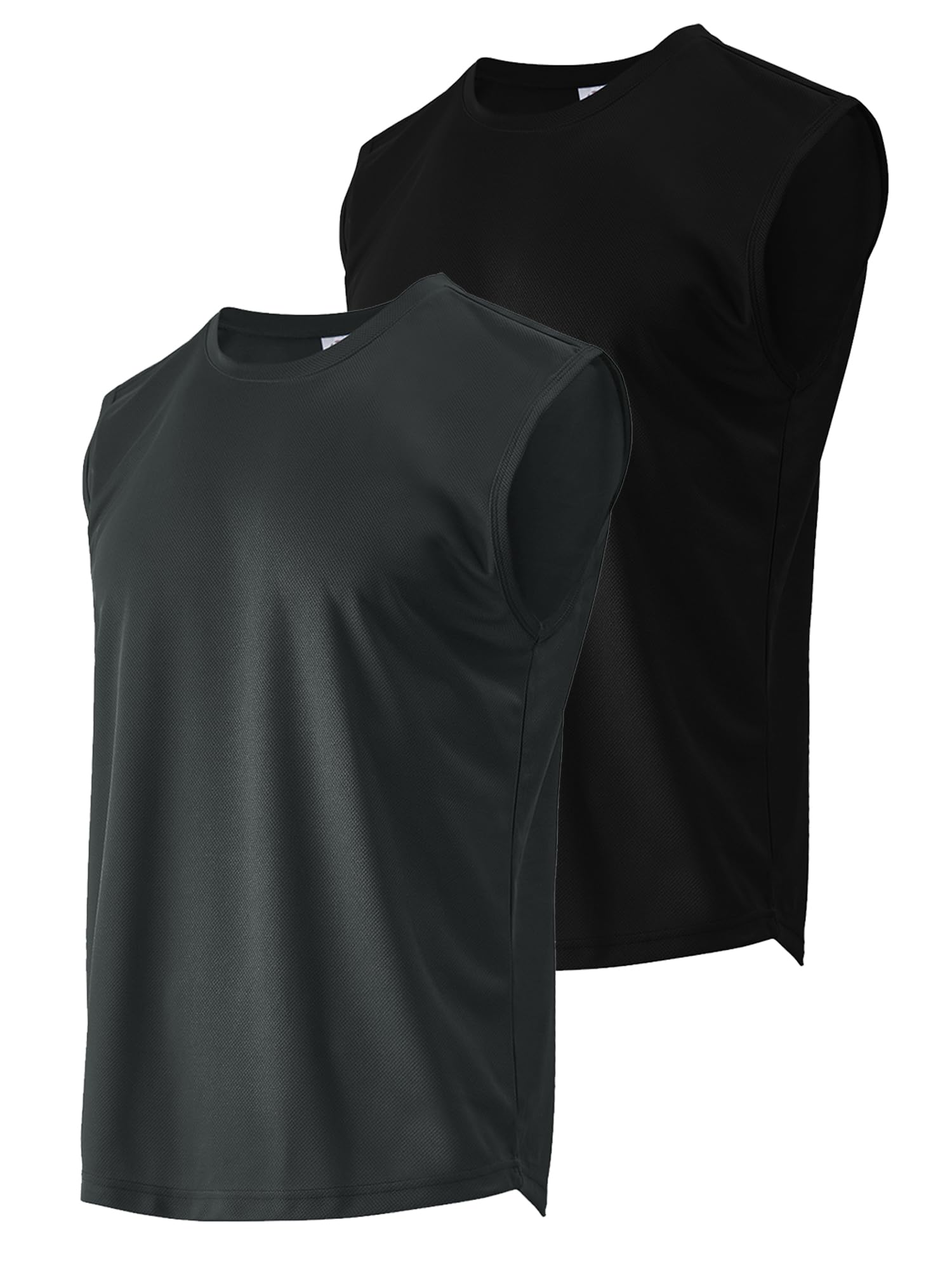 Facitisu Camiseta sin Mangas Ligera para Hombre, de Secado rápido, atlética, para Entrenamiento y natación, 2 Unidades, Color Negro, XX-Large