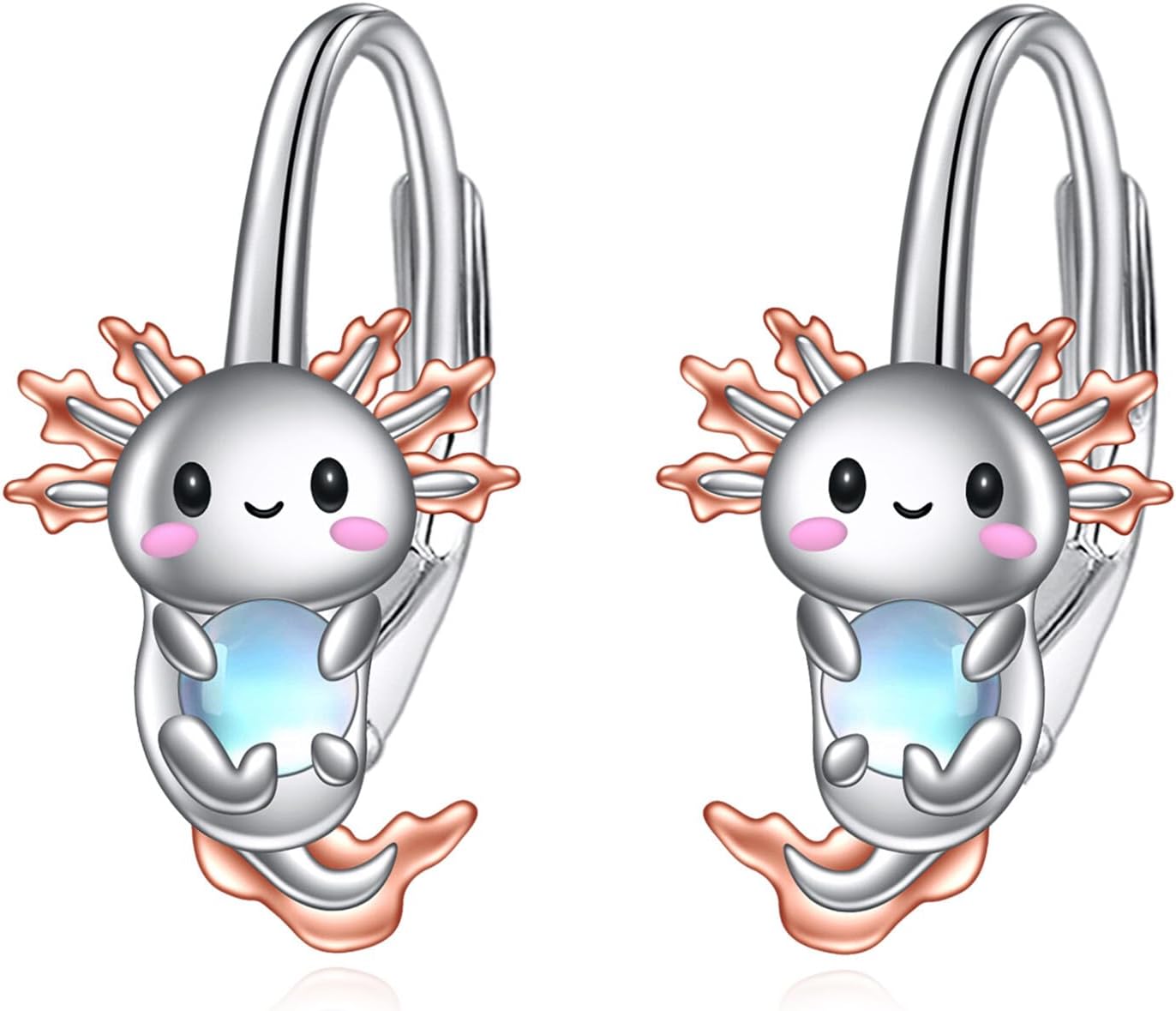 LUHE Sterling Silver Axolotl Dragonfly Penguin Fox Earrings for Women Cute Animal Hoop Earrings Jewelry Gift for Her