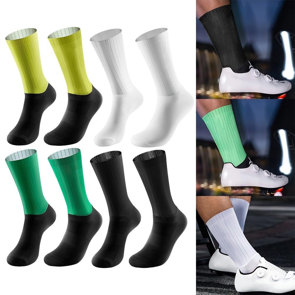 Chaussettes de cyclisme antidérapantes en silicone, résistantes au glissement et à la déformation, pour route, course et fitness