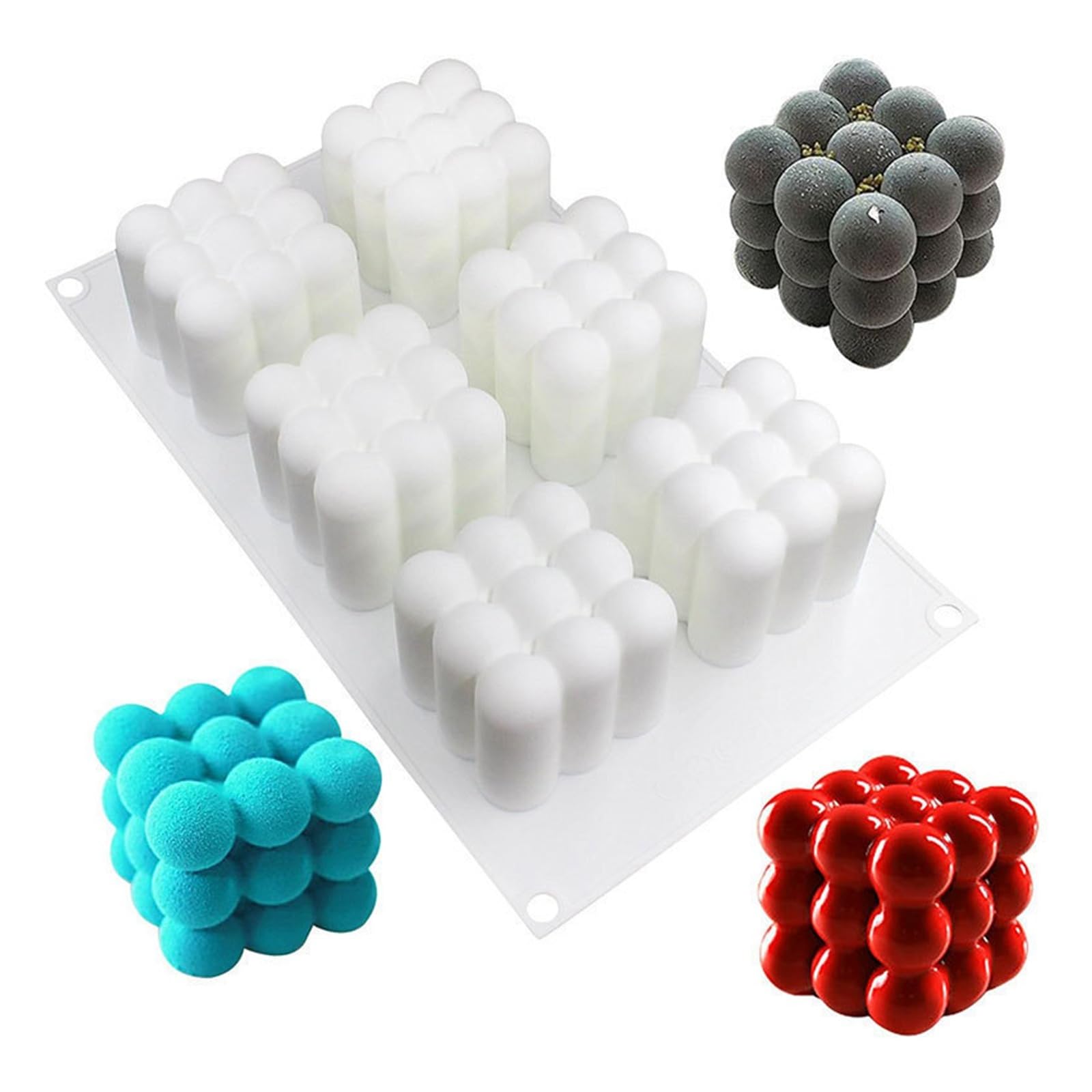 Mini cubo 3D de 15/6 cavidades for hornear molde for tarta o Mousse, moldes cuadrados de silicona for postres, utensilios de cocina for horno, molde de escayola for velas(Dark Khaki)