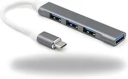 Adaptador Multiporta USB-C Hub 4 Portas USB 3.0 Tipo-C – Dock Station Rápida, Compacta e Versátil para Notebook, PC e MacBook, Expansão de Portas com Alta Velocidade de Transferência, Linha Premium