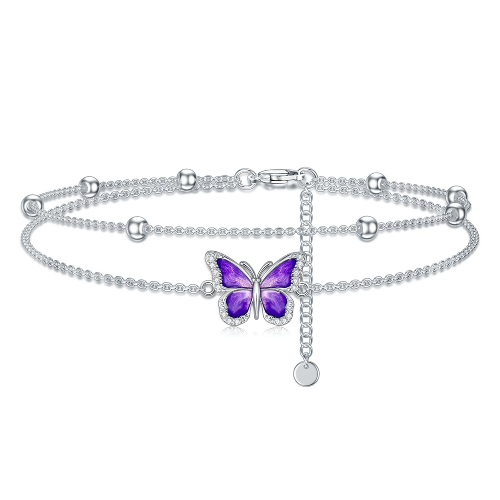 Diamant Schmetterling Fußkettchen für Damen 925 Sterling Silber Lab Grown Diamant Schmuck Geschenke