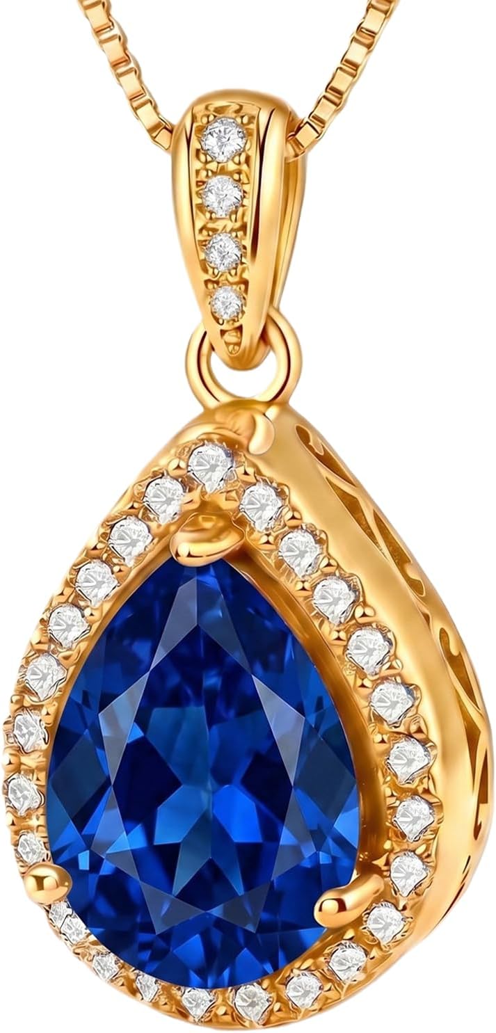 RMREWY 14K Gold Teardrop Birthstone Pendant Necklace for Women