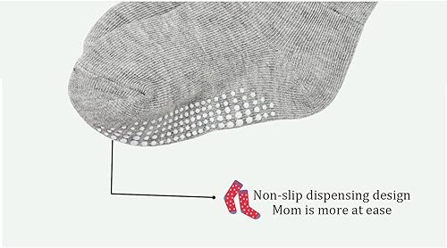 Miniatura 5 de QIYIENDIAN 6 pares de calcetines antideslizantes acogedores y cálidos tipo crew con agarres para bebés, infantes, niños pequeños, niños y niñas