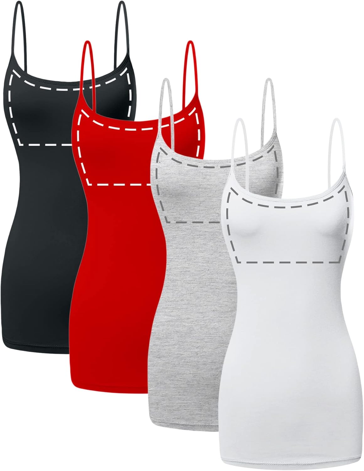 Sugar Sunday Long Cotton Camisole Top with Built in Bra