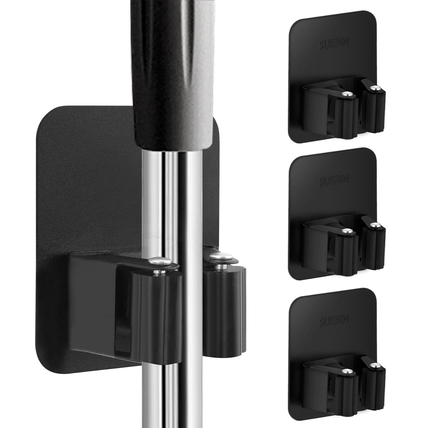 4 Stück Besenhalterung Wand, Selbstklebend Besenhalter Gerätehalter Wandhalterung, Gartengerätehalter Ohne Bohren Besen, Wand Organizer für Küche Zuhause Badezimmer Garage