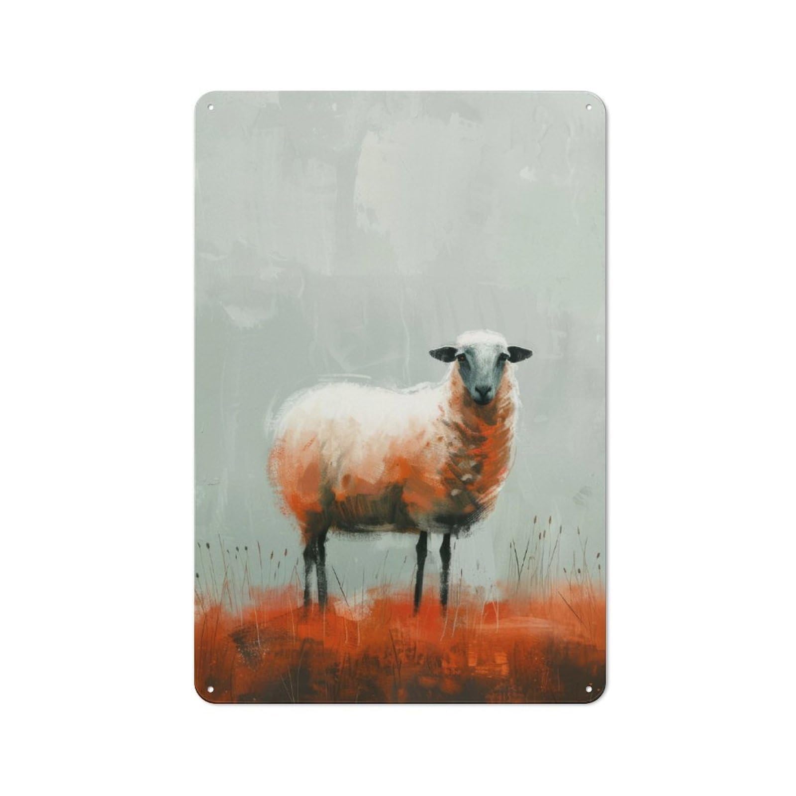 Junmoney Sheep In A Field Metal Plaque 30X20cm With For Pub Or Café, Retro Decor, For Pub Decor Enthusiasts Refreshing A Room In Autumn