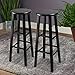 Winsome 29-Inch Square Leg Bar Stool, Black, Set of 2