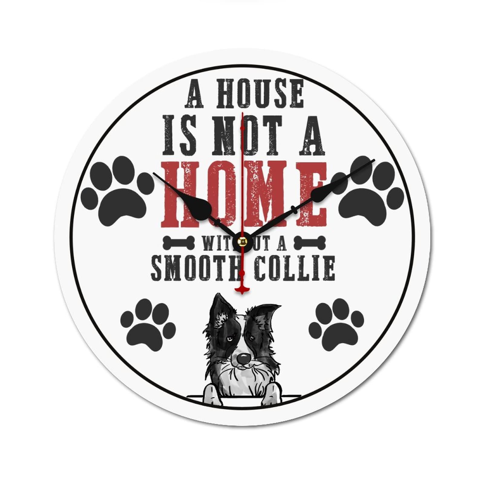 Horloge murale silencieuse Smooth Collie grand format 38 cm pour cuisine et chambre