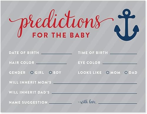 Andaz Press Colección náutica para baby shower, predicciones para tarjetas de bebé, paquete de 20