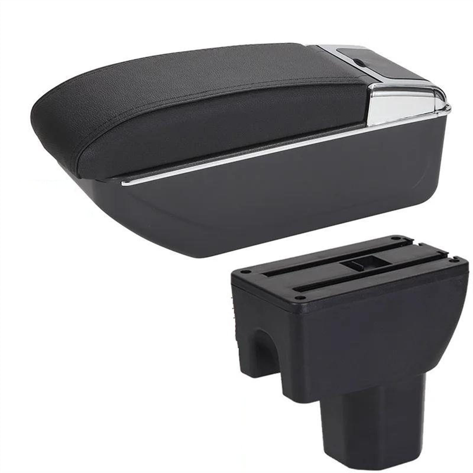 NOHEEU Car Center Console Storage Box Multifunctional Armrest Interior Accessories For IGNIS(B2 Black line 3USB)
