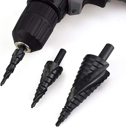 Miniatura 4 de Juego de brocas de paso en espiral con revestimiento de nitruro de titanio, 3 piezas, vástago triangular de metal