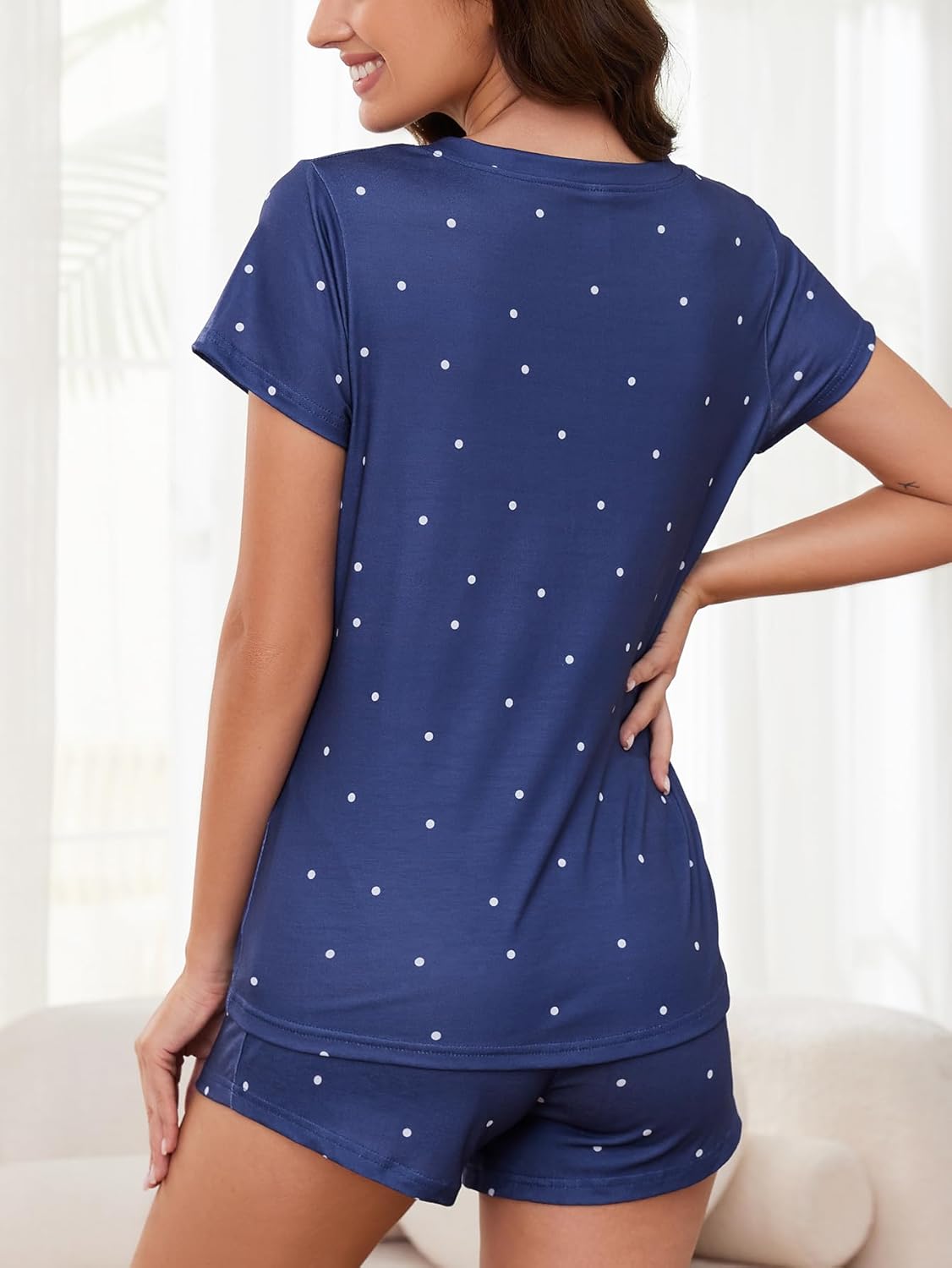 VENTELAN 2 Pack Womens Pajama Sets Short Sleeve Tops with Shorts Comfy Pjs Casual Lounge Sleepwear Sets S-2XL - Image 7