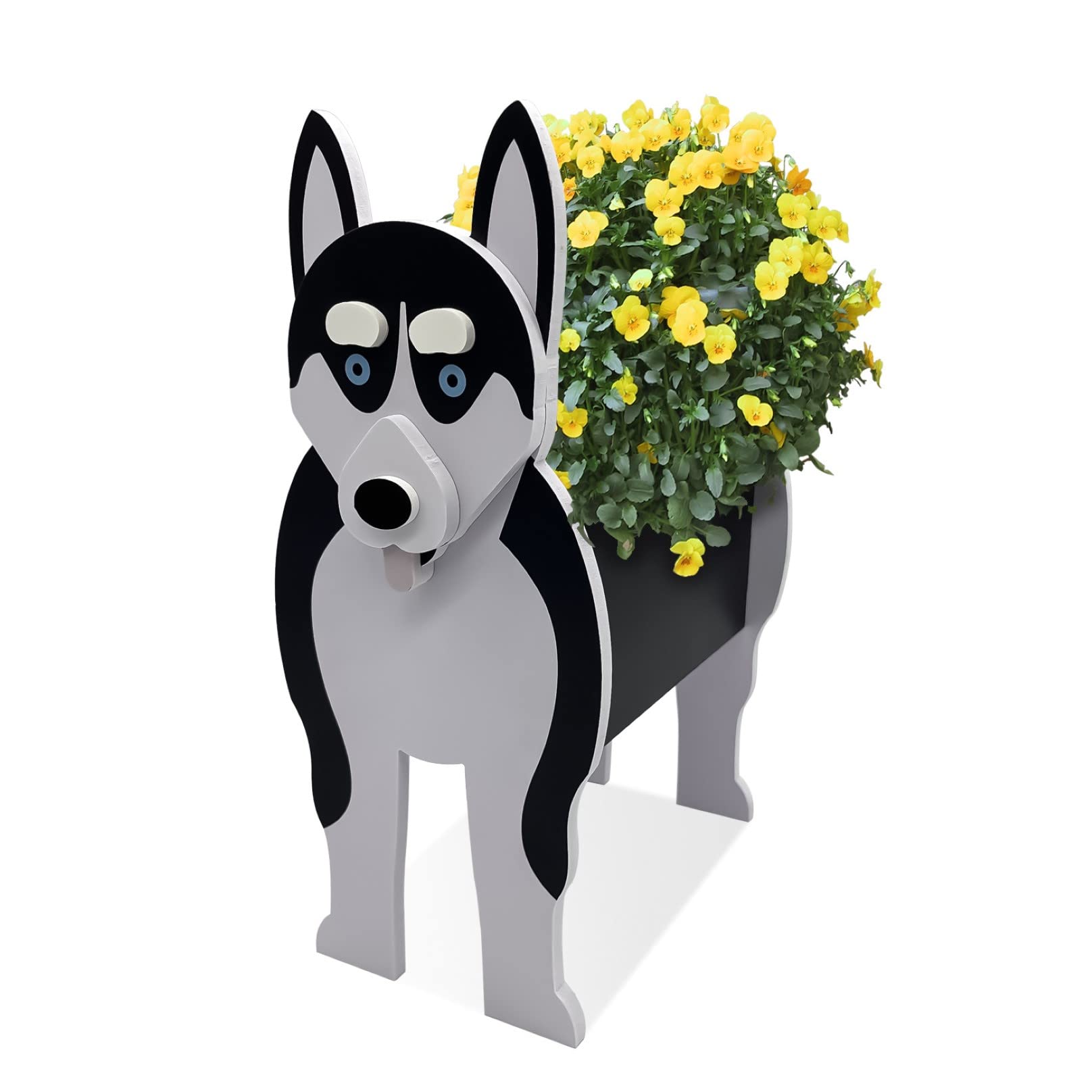 TTiiLoe Cute Dog Planter, Siberian Husky Plant Pots, PVC Herb Garden Flower Pots, Dog Cartoon Shaped Plant Container Holder, Gifts for Pet Lovers, 24x18cm/9.44x7.08in