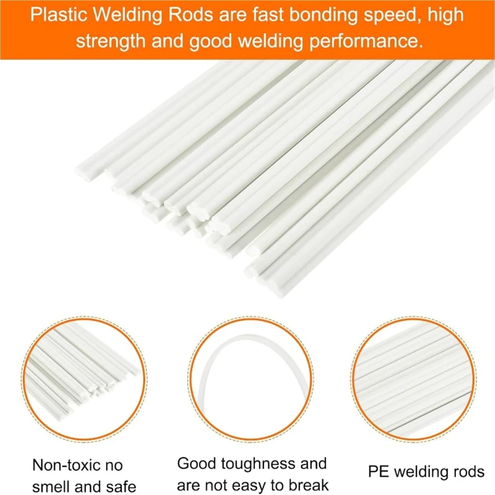 ręczne spawarki Zestaw prętów spawalniczych z tworzywa sztucznego 20 cm ABS/PP/PVC/PE do naprawy zderzaków samochodowych 5X2 mm, akcesoria lutownicze(PP black,50pcs)