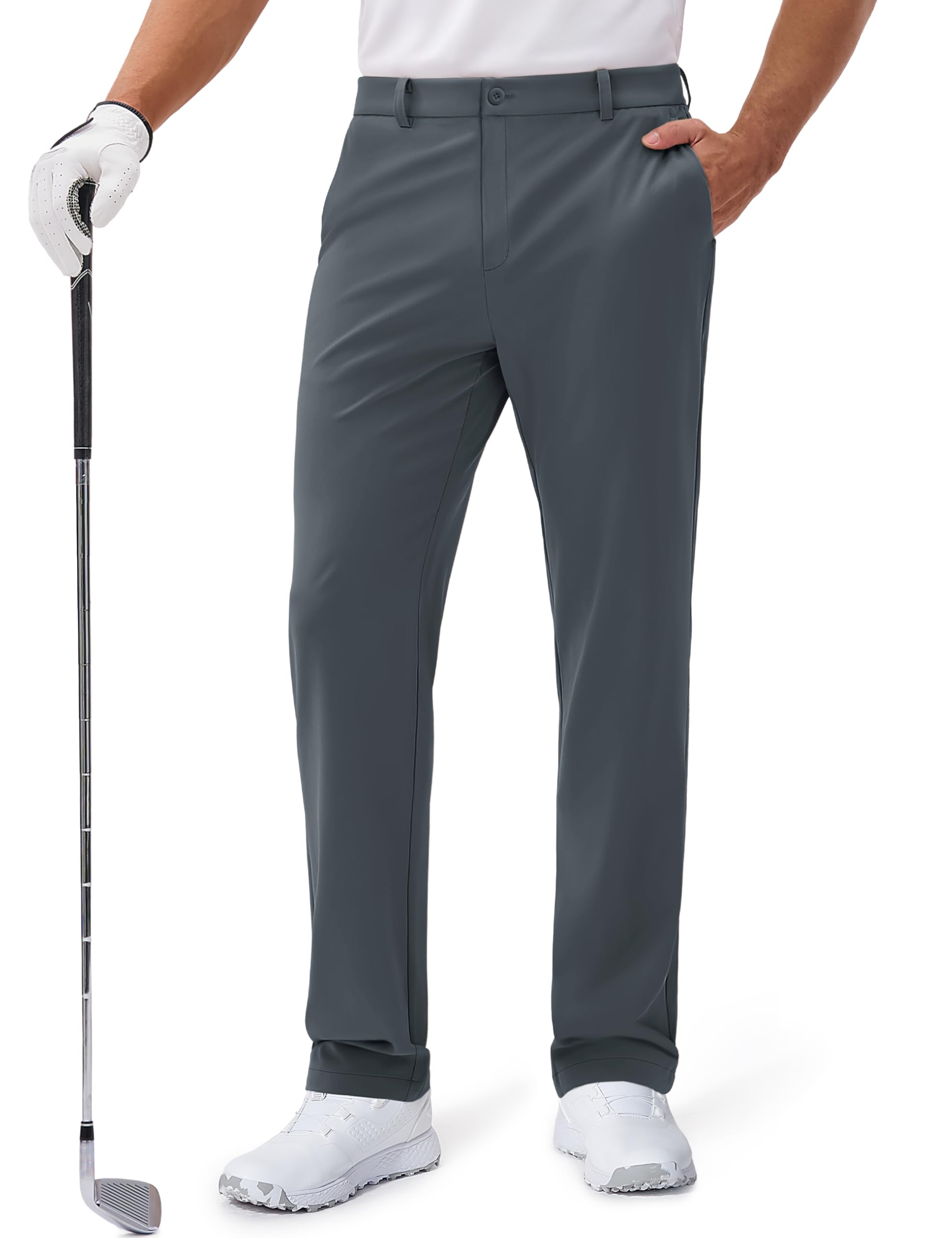 MAGCOMSEN Men's Golf Pants Classic Fit - 30"/32"/34" Stretch Water Resistant Quick Dry Flat Front Dress Pants with 5 Pockets