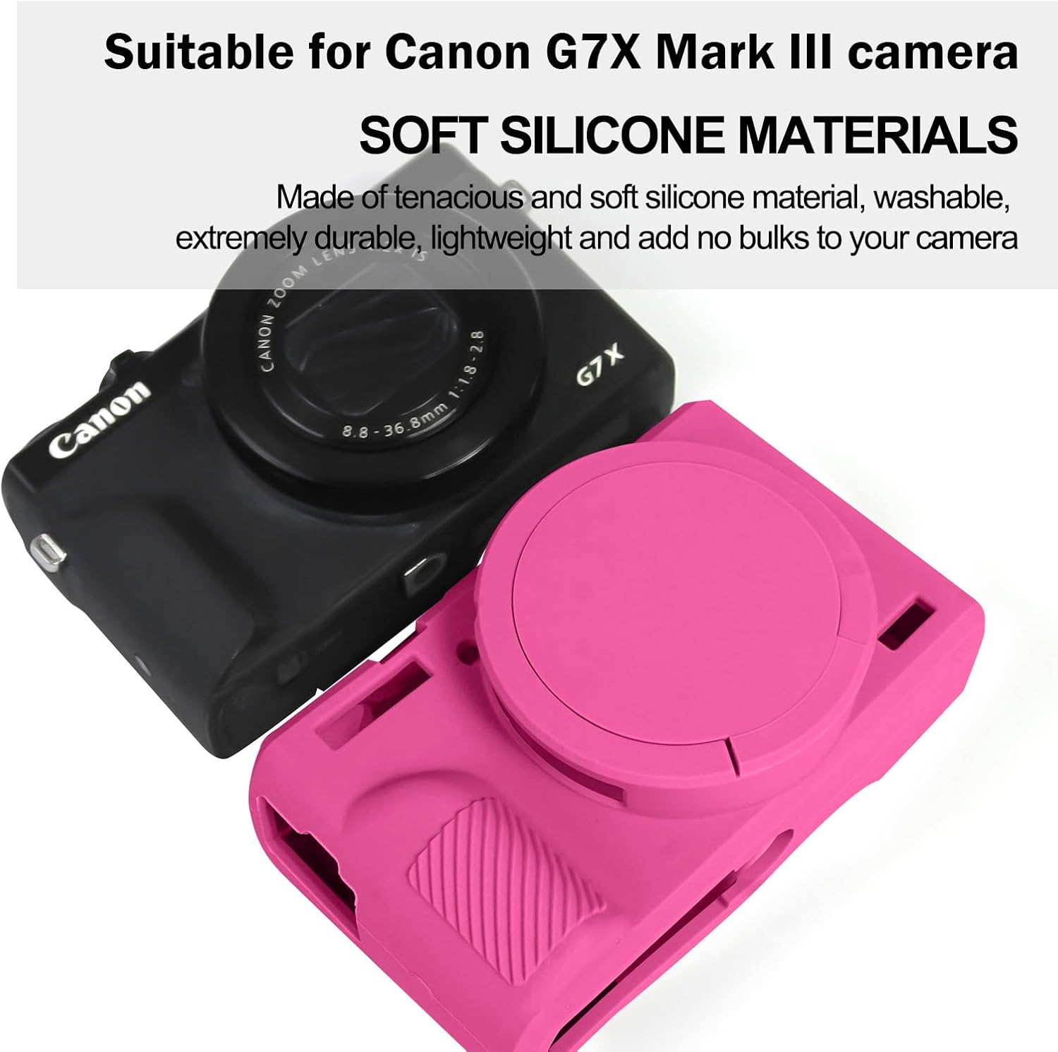Easy Hood Case for Canon Powershot G7 X Mark III Digital Camera, Soft Silicone Protective Cover with Removable Lens Cover for Canon Powershot G7X Mark III DSLR Camera (Rose)