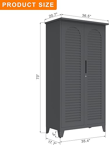 Miniatura 2 de Almirah - Armario de metal utilitario de 73 pulgadas de alto con puertas para empleados, armario de acero, para ropa con taquilla/barra para colgar