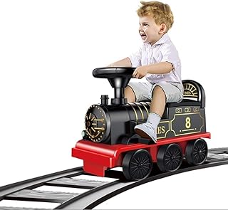 レトロRideable電車のおもちゃセット付きトラック電気自動車子供の男の子と女の子の電動4輪車用音と光、子供のクリスマスプレゼント付き (色 : A)