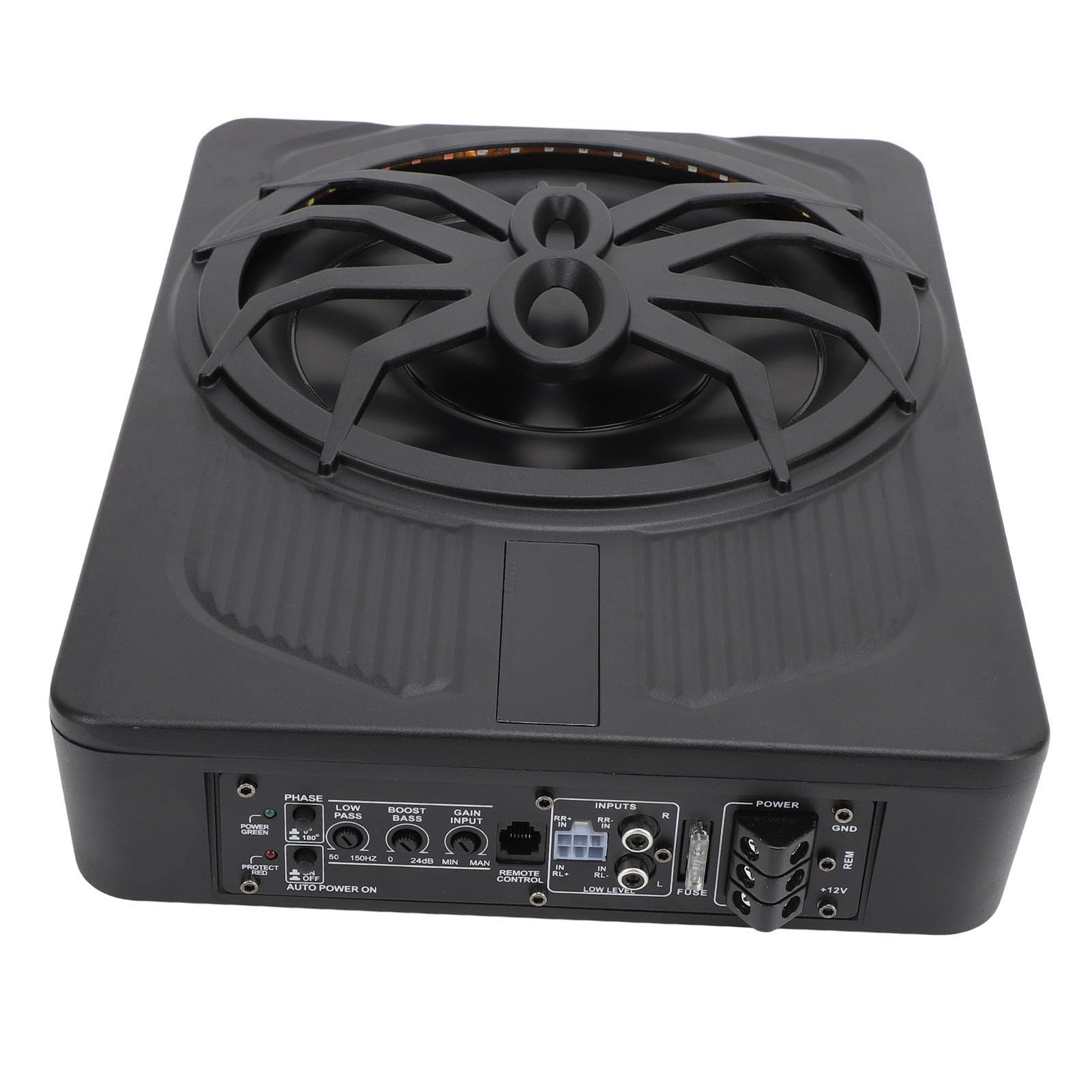 Acouto Subwoofer Delgado para Debajo del Asiento de 10 Pulgadas, Luz LED de 800 W, Carcasa de Aleación de Aluminio, Control Remoto de Graves, Rendimiento de (Blue)