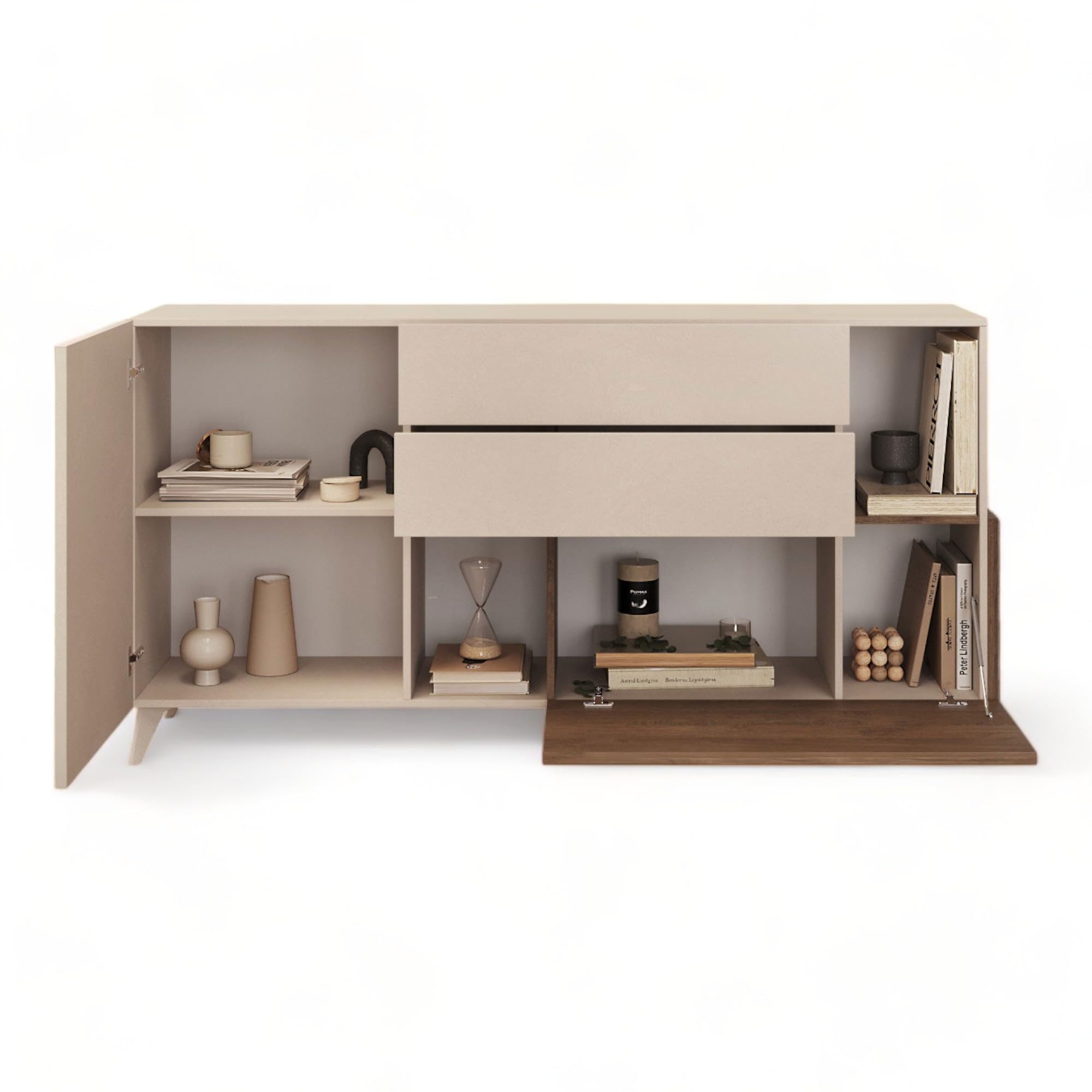 Web Convenienza Madia con Ante e Cassetti Made in Italy – Credenza Contenitore Collezione Riviera per Soggiorno Cucina Ingresso Sala da Pranzo Mobile Design moderno (Cashmere/Mercure, 180cm)