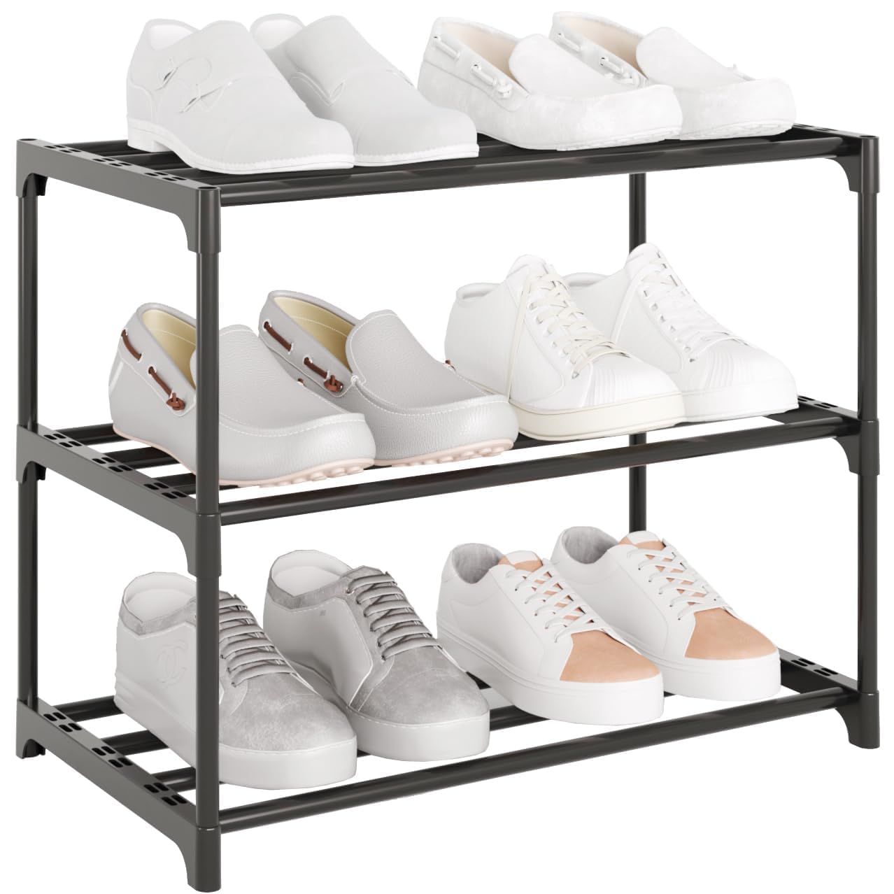 Plastic Shoe Rack for Home | Space Saving Shoe Stand & Footwear Organizer | Multi Layer Slipper & Chappal Stand | Durable Shoe Storage Rack for Entryway, Bedroom & Living Room (Black, 3)-image-40