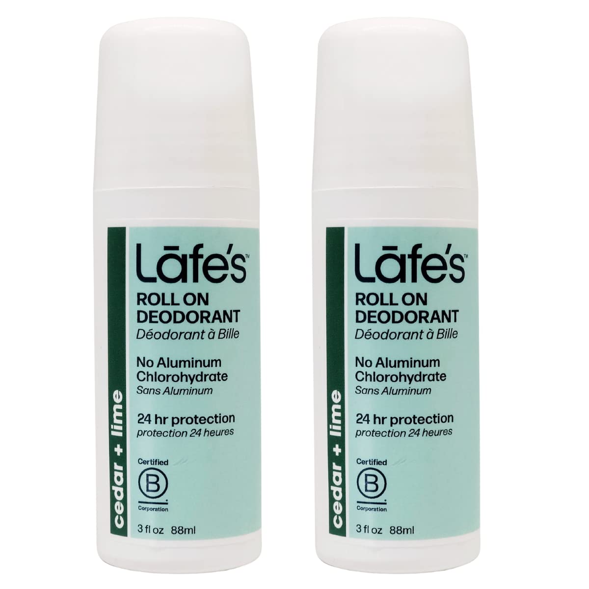 Lafe's Natural Deodorant | 3oz Roll-On Aluminum Free Natural Deodorant | Cedar & Lime | 2 Pack