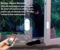 Vista 5 de Paquete de 2 alarmas inteligentes inalámbricas con sensor inteligente WiFi para puertas y ventanas, sistema de seguridad para el hogar con control