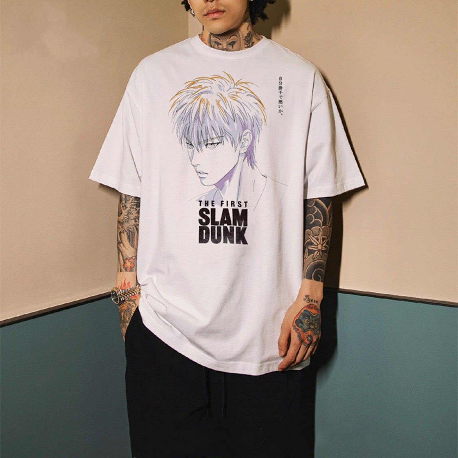 Amazon.co.jp: スラムダンクTシャツ 半袖 綿100% 白生地 メンズ