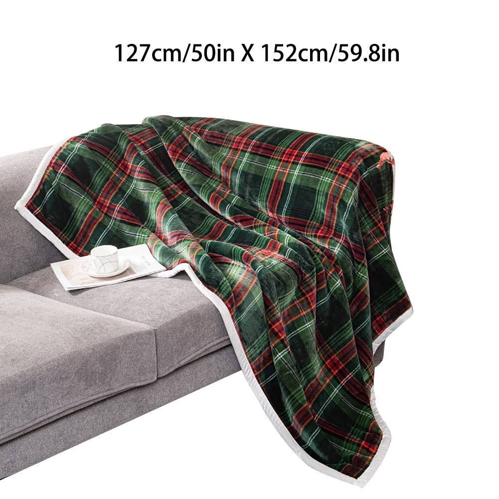 JAWSEU Karierte Decke Überwurf, Büffel Flauschige Wohndecke, Weihnachten Karo Warme Plüsch Mikrofaser Winter Reversible Decke Kuscheldecke Sofadecke Schlafdecke Decke 127 * 152cm