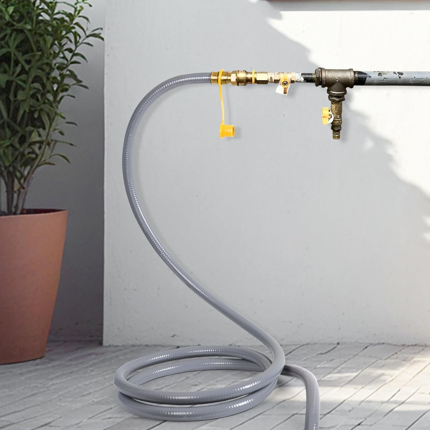 SHINESTAR 15 FT 3/4-Inch Natural Gas Hose with Quick Connect Fitting, Propane to Natural Gas Conversion Kit for Construction Heaters and More NG Appliance