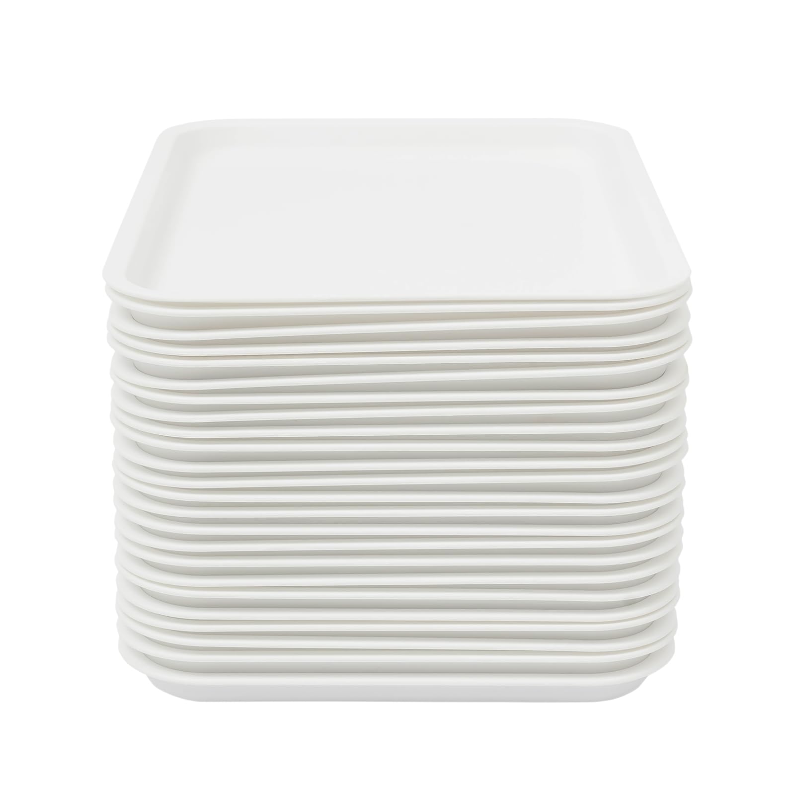 24 PCS Serviertablett PP Schnellimbiss Tabletts 36 x 27 x 2 cm Rechteckige Serviertablett Modern Cafeteria-Tabletts (weiß)