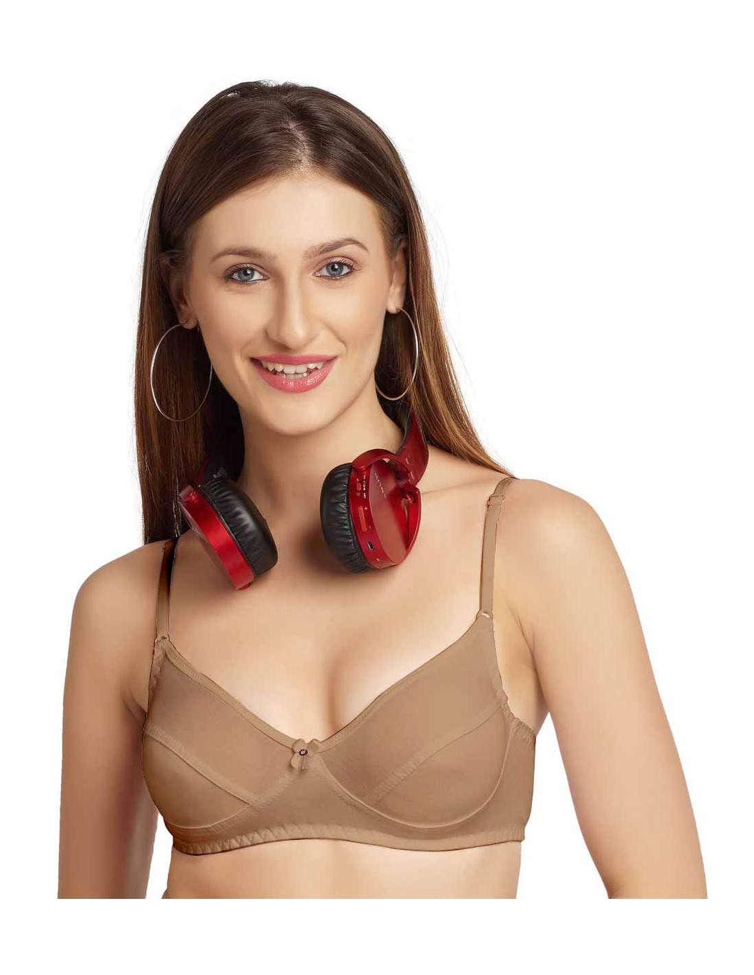 DAISY DEE Women's & Girls' Cotton Non-Padded Non-Wired Plunge Bra (890720301063_Beige_34)