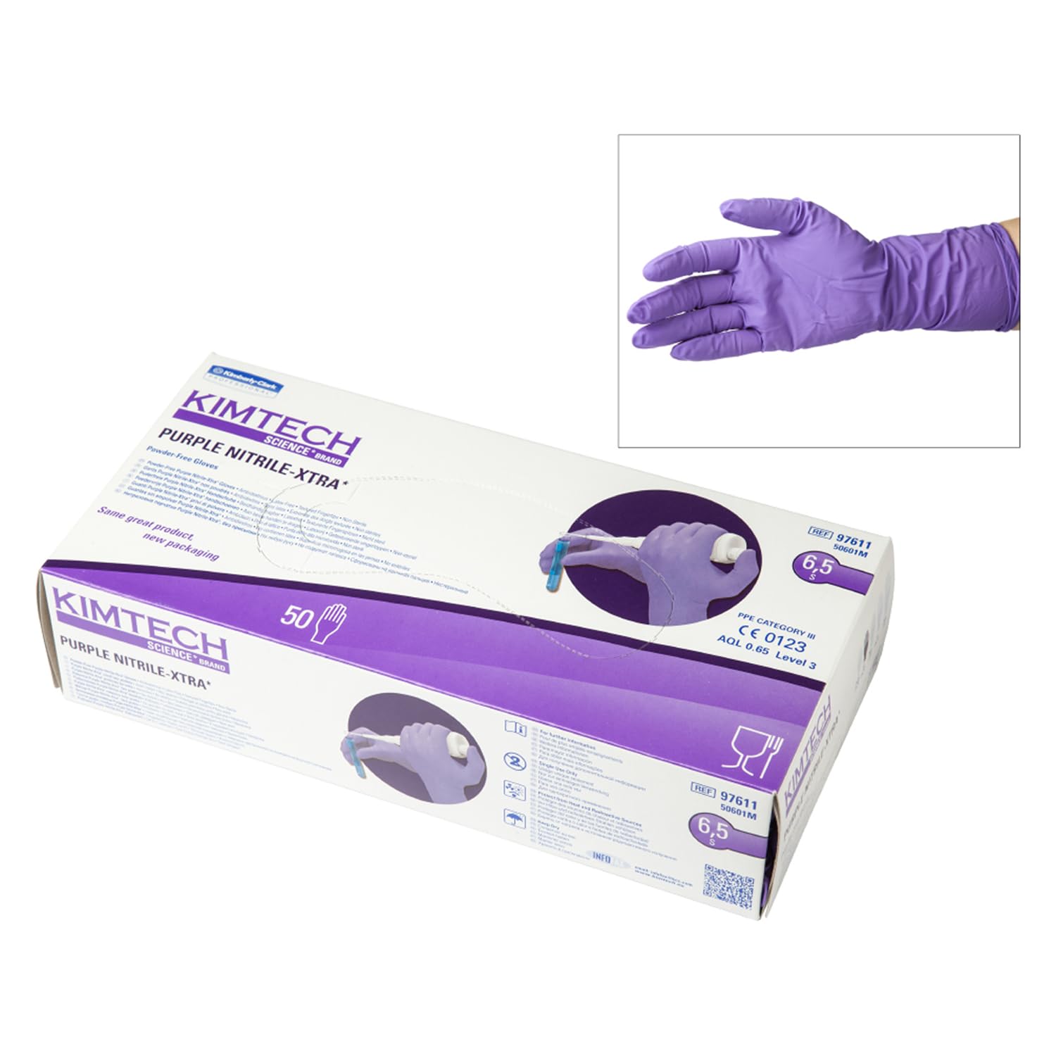 Kimberly-Clark Kimtech Nitril Handschuhe, Extra Lang, Violett, 50 Stück Gewerbe, Industrie & Wissenschaft
