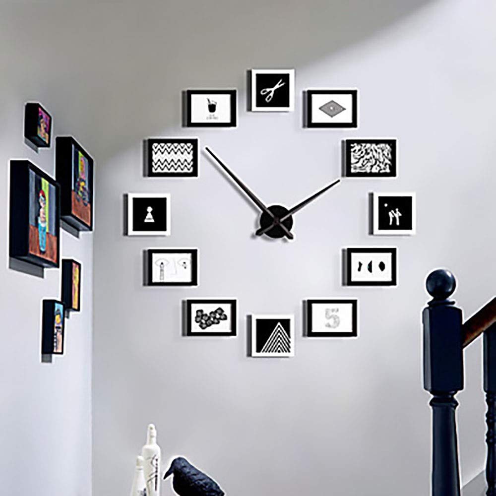 Horloge murale en bois cadre photo chic pour intérieur design