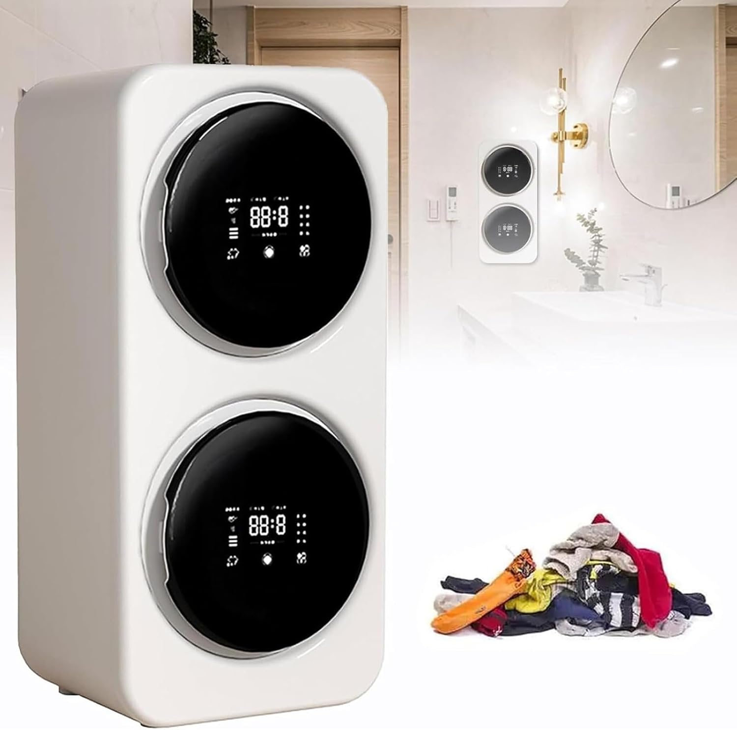 Portable Washing Machine, 2-in-1 Washer Dryer, 3.5L Double Tub, 4 Modes, LCD Display, Washes Socks and Underwear, Suitable for Homes, Motorhomes, Houses and Dormitories