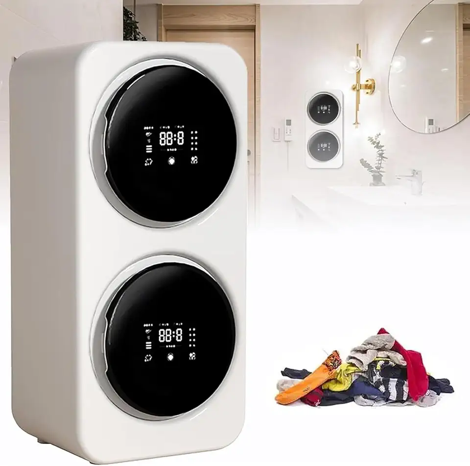Portable Washing Machine 2-in-1 Washer-Dryer 3.5l Dual-Tub 4 Modes Lcd Display Stainless Steel Inner Drum Washes Socks and Underwear Suitable for Apartments Rvs Homes And Dorms