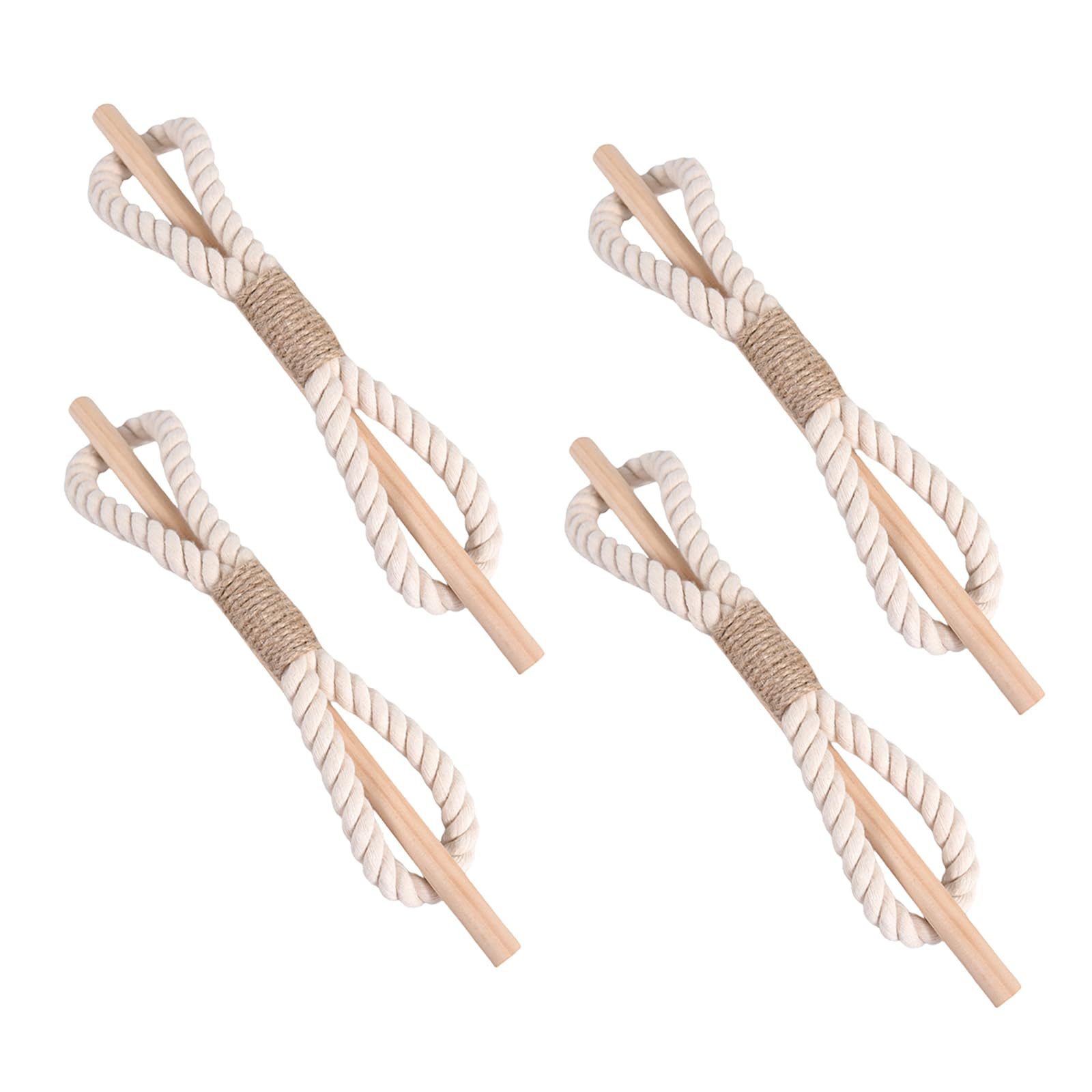 Yhplxyuus 4 Pack Cotton Linen Rope Curtain Tiebacks Rustics Drape Tie Backs Farmhouses Handwoven Drapery Holdbacks with Wood Club Curtain Fasteners