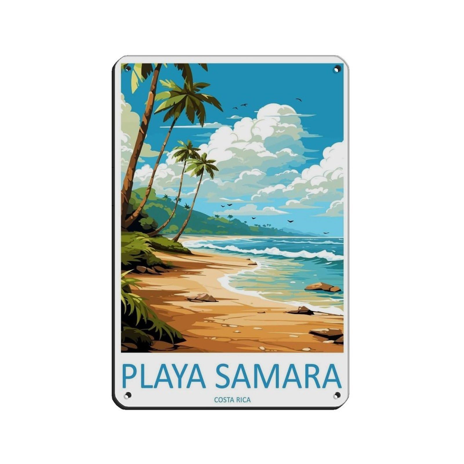 Samara Beach Travel Art Costa Rica Travel Retro Poster Metal Tin Sign Chic Art Retro Iron Painting Bar People Cave Cafe Family Garage Poster Wall Decoration 8x12inch(20x30cm)