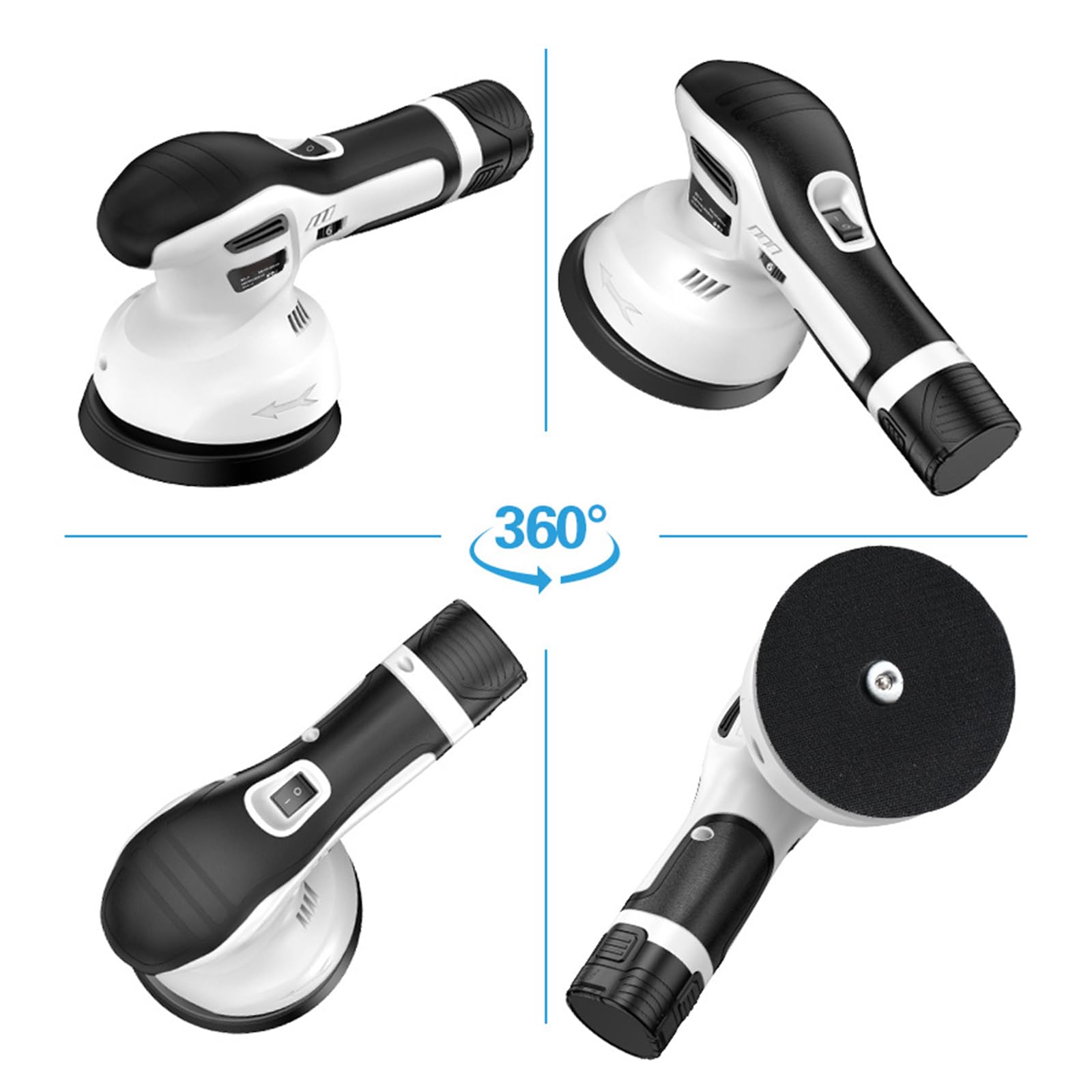 Juego de pulidor eléctrico para coche, 3200 – 6600 rpm, pulidora variable para muebles de suelo, juegos de tampones de batería de cerámica
