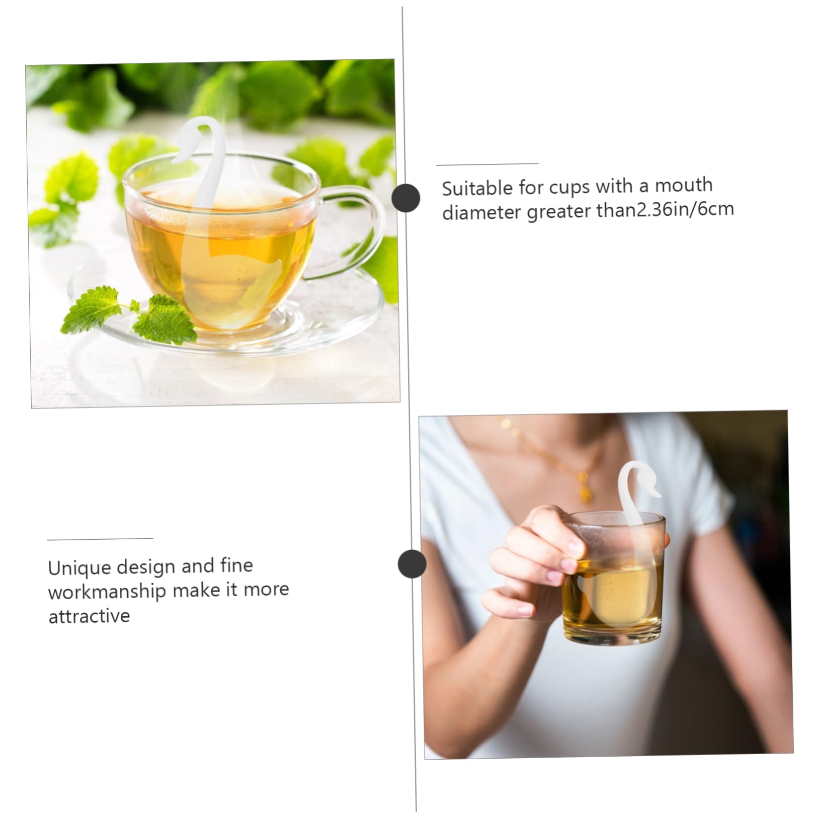 Cabilock Teaspoon Tea Infuser Set 10 Swan Tea Filters Practical Tea Strainer Herbal Tea Strainer for Tea Making Heat-resistant