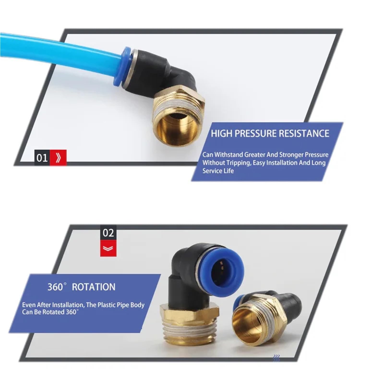 1PCS Pneumatic Air Connector Fitting PL Blue M5 4mm 6mm 8mm Thread 1/8" 1/4 3/8 1/2 Straight Hose Fittings Pipe Quick Connectors(6-m5 (6mm-M5))