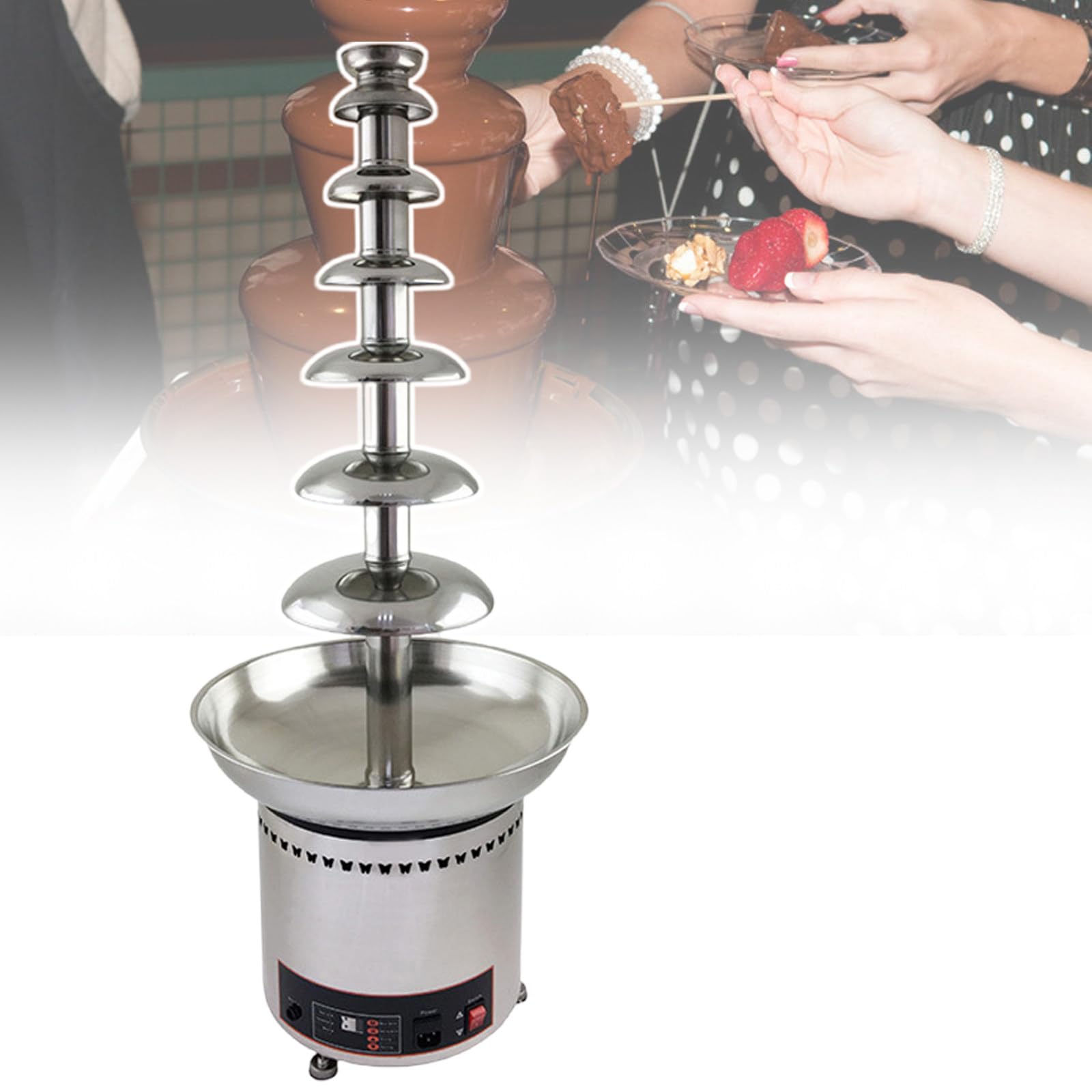 MáQuina Para Hacer Chocolate LíQuido, MáQuina De Fuente De Queso, Para Mojar Fresas, Gajos De PláTano, Verduras, Cubierta ExtraíBle,7tiers-110V